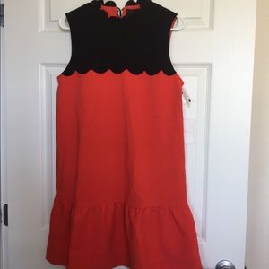 victoria beckham collection orange scallop dress